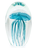 Hand Blown Blue Jellyfish Glass Paperweight with Gift Box 13.5 cm High New