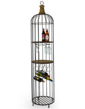 Black Metal Bird Cage Jail Bar Drinks Wine Storage Unit 187.5 cm High