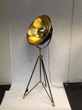 Large Black and Brass Tripod Floor Lamp 195 cm High
