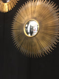 Large Antiqued Gold Round Sunburst Convex Fisheye Wall Mirror 90 cm Diameter