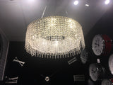 Large Shallow Crystal Waterfall Chrome Framed Round Chandelier 60 cm Diameter