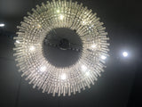 Large Shallow Crystal Waterfall Chrome Framed Round Chandelier 60 cm Diameter