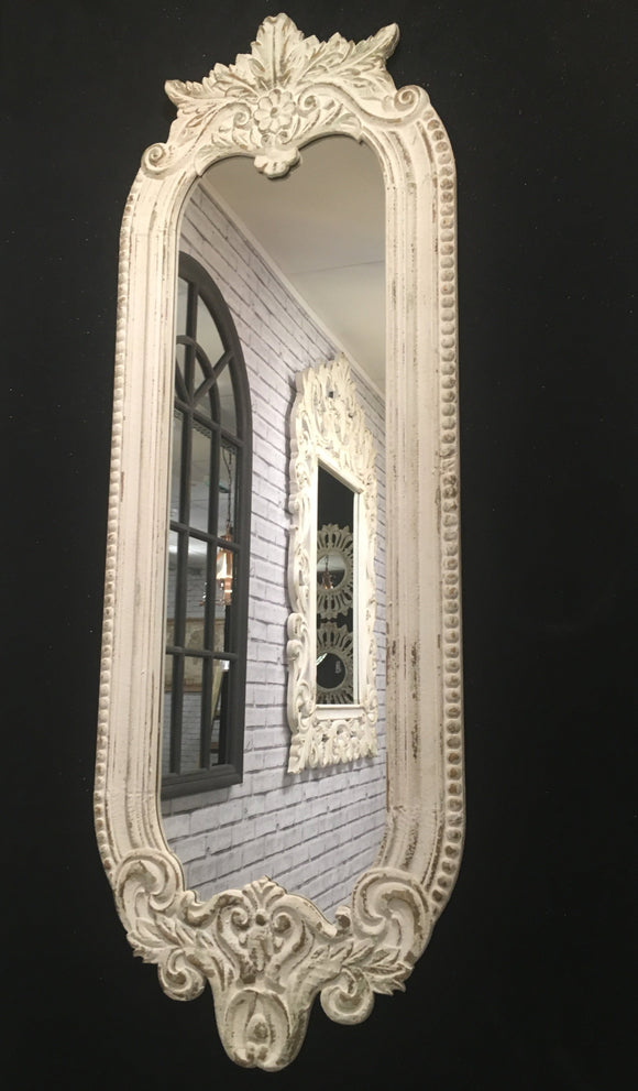 Rustic White Chantilly Narrow Wall Mirror 157 x 56 x 2.5 cm NEW