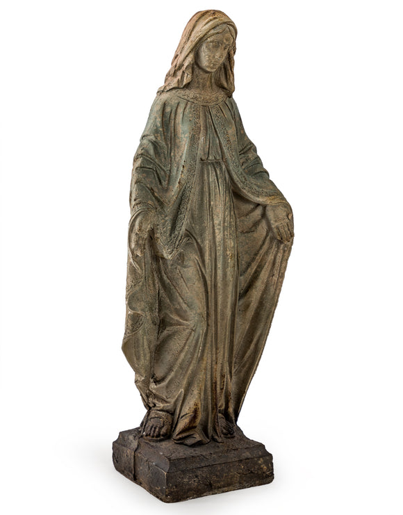 Antiqued Stone Effect Madonna Virgin Mary Figure 79 cm High
