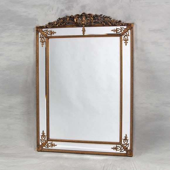 Extra Large Antique Gold Detailed Corner French Style Mirror With Crest 192 x 134 cm - Expected early July