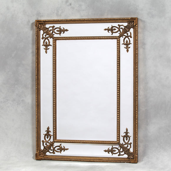 Elegant Antiqued Gold Detailed Corner French Style Wall Mirror 120 x 88 cm