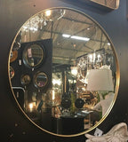 Round Brushed Gold Wall Mirror 70.7 cm Diameter x 4 cm Deep