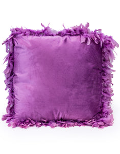 Purple Luxe Square Velvet Cushion With Feather Edging 45 cm