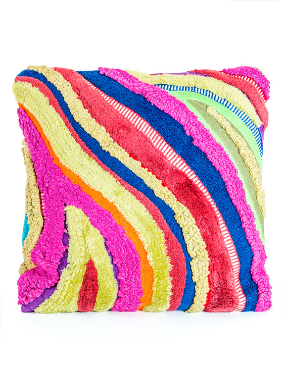Multicolour Recycled Patchwork Wave Cushion 45 cm Square