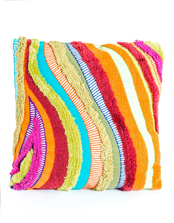 Multicolour Recycled Patchwork Wave Cushion 45 cm Square
