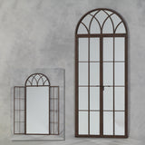 Large Antiqued Iron Metal Arch Window Mirror Opening Doors 180 cm High - Due early July