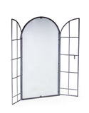 Large Antiqued Lead Grey Metal Arch Window Mirror Opening Doors 170 cm High - Due early July