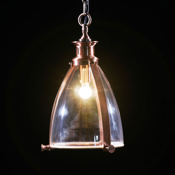 Copper and Glass Lantern Ceiling Pendant Light 50 x 30 x 30 cm