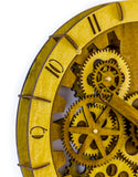 Round Wooden Clock With Moving Gears