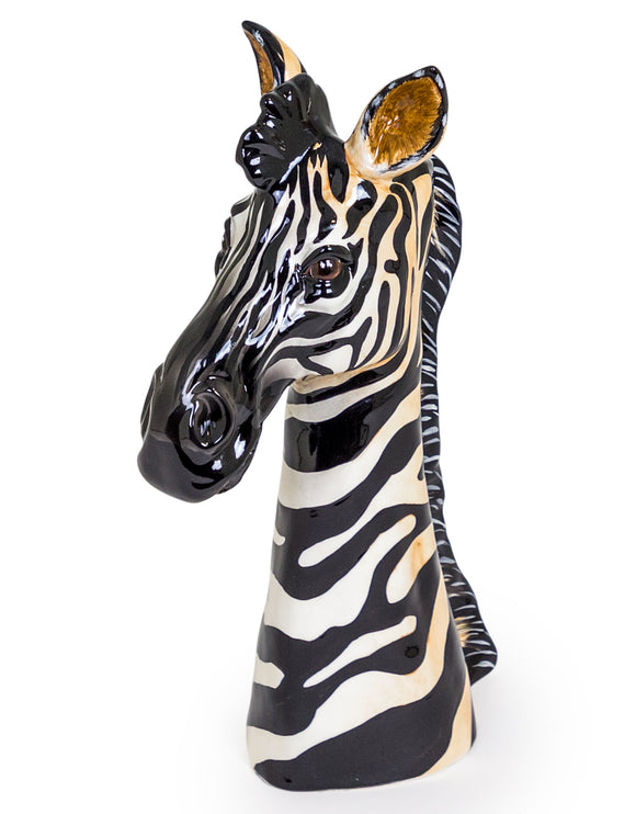 Large Ceramic Zebra Head Vase 38 cm Tall
