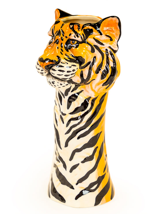 Large Ceramic Tiger Head Vase 35 cm Tall