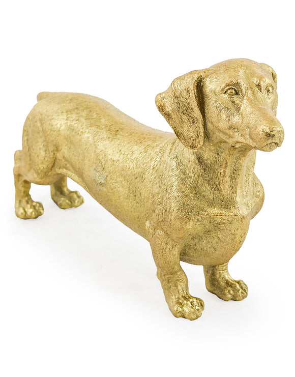 Gold Dachshund Sausage Dog Figure Ornament Height 24 x Width 44 x Depth 11 cm
