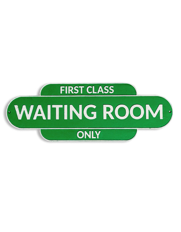 Large Cast Iron Reproduction Antiqued First Class Waiting Room Sign