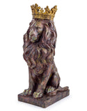 Rustic Lion with Gold Crown Sitting Figure Figurine Ornament Statue 57 cm High