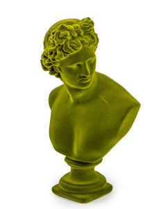 Flocked Classical Apollo Bust | Olive Green 30 cm High