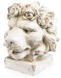 Large Rustic White Stone Effect Lion Head Planter 40 x 43 x  36 cm