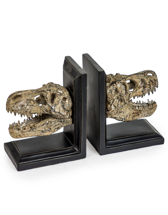 Pair of Tyrannosaurus Rex Dinosaur Head Bookends 17.8 x 13.7 x 9 cm each