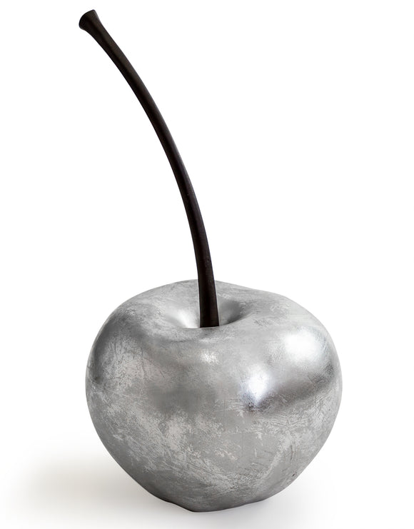 Large Silver Leaf Effect Cherry Table Decor Art Sculpture 50 cm Tall