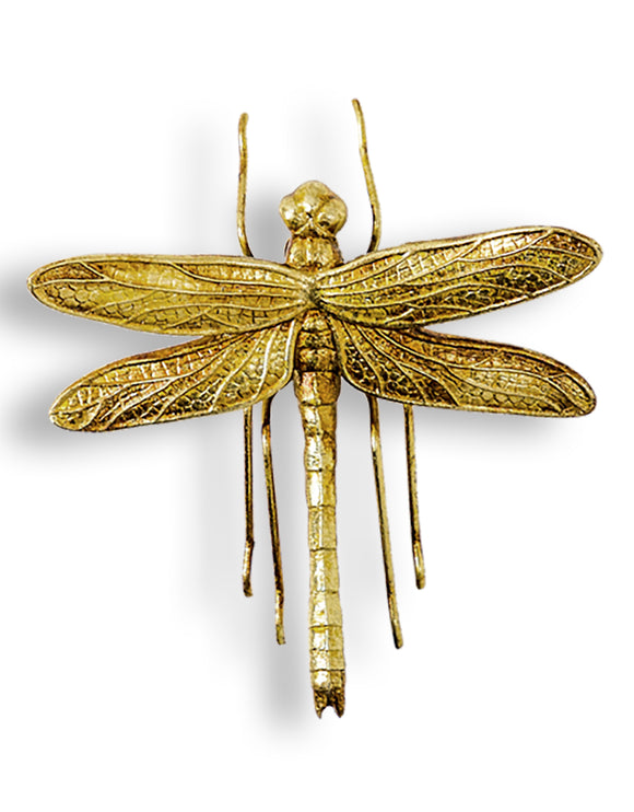 Small Antiqued Gold Dragonfly Wall Hanging Sculpture 17 cm High x 17 cm Wide x 5.5 cm Deep