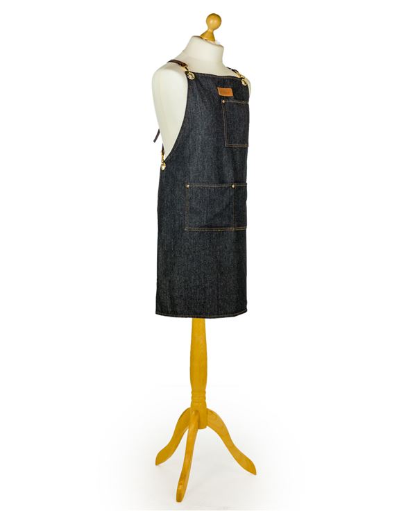 Slave to the Stove - Denim Apron With Leather Straps