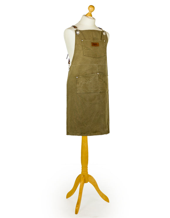 Slave to the Stove - Artisan Canvas Apron With Leather Straps
