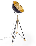 Large Black and Brass Tripod Floor Lamp 195 cm High