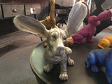 Silver Surprised Basset Hound Dog Ornament Statue Decorative Big Ears 37 cm High