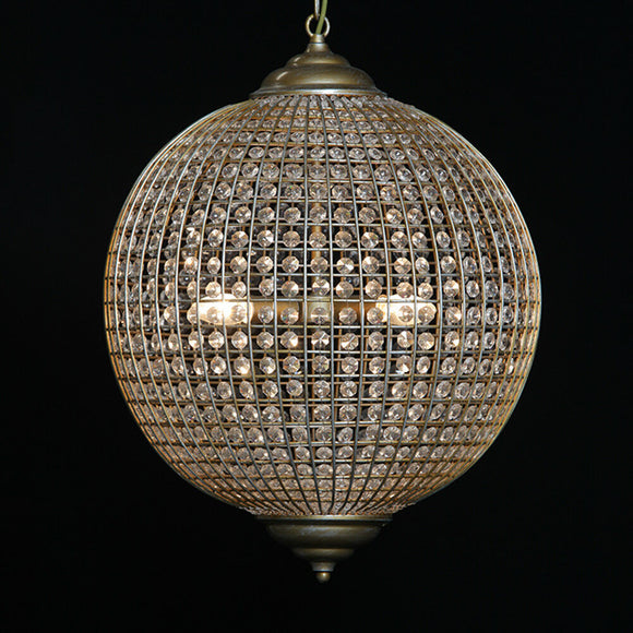 Brushed Gold Globe Orb Glass Crystal Chandelier 40 cm Diameter - Due November