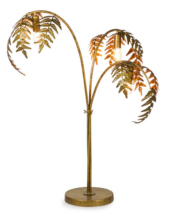 Large Antiqued Gold Metal Palm Leaf Table Lamp 86 cm High x 60 cm x 60 cm - Due October