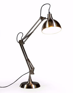 Stylish Brushed Steel Metal Desk Table Lamp with Black Fabric Flex 75 cm High