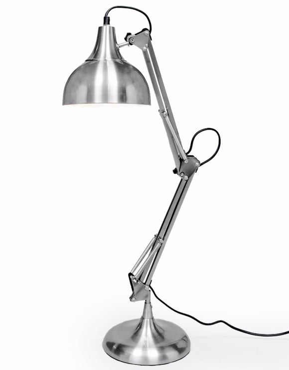Stylish Chrome Angle Desk Table Lamp with Black Fabric Flex - 75 cm High - NEW