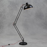 Large Stylish Black Desk Style Floor Lamp with Red Fabric Flex - 190 cm High