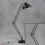 Large Stylish Black Desk Style Floor Lamp with Red Fabric Flex - 190 cm High