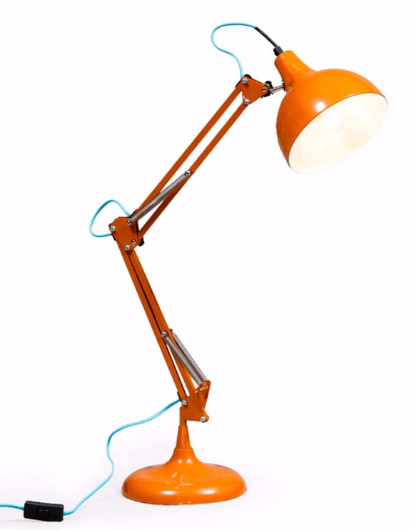Stylish Orange Desk Angle Table Lamp With Blue Fabric Flex - 75 cm High - Due late May