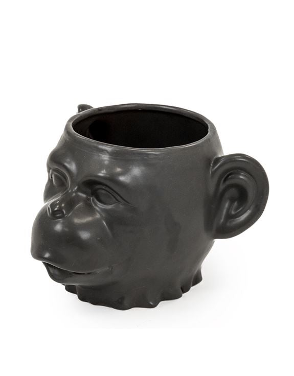 Black Ceramic Monkey Face Plant Pot / Vase