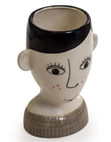 Ceramic Doodle Freckles Woman Face Plant Pot / Vase