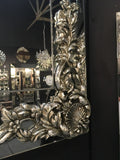 Beautiful Antique Silver Corner Detail Wall Mirror 104 x 84 cm