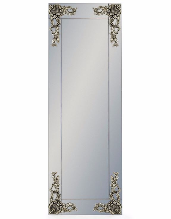Beautiful Antique Silver Corner Detail Wall Mirror 165 x 57 cm