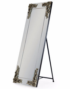 Beautiful Antique Silver Corner Detail Cheval Dressing Mirror 165 x 57 cm