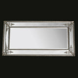 Elegant Antiqued Silver Detailed Corner French Style Mirror 183 x 91 cm
