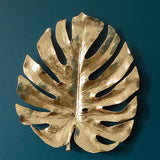 Large Distressed Gold Monstera Leaf Wall Decor Hanging