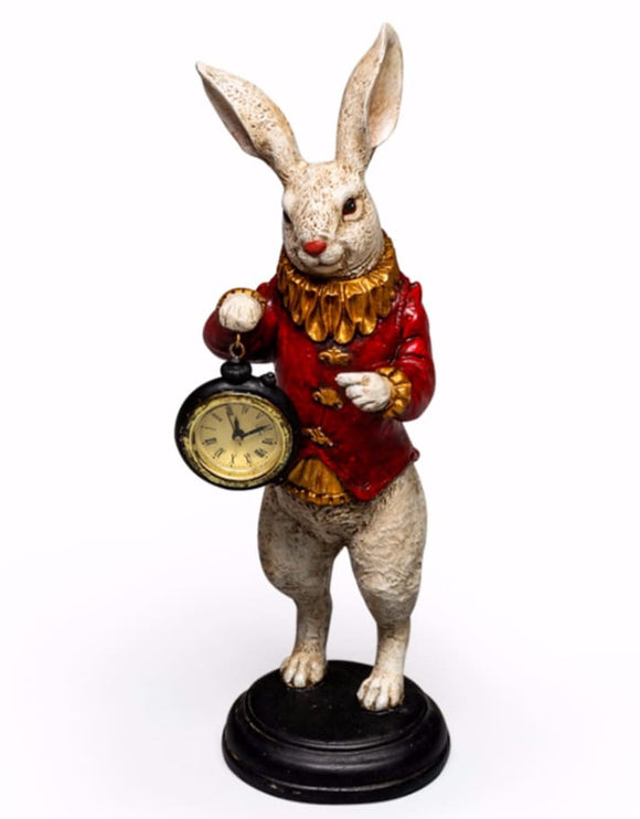 Alice in Wonderland White Rabbit With Working Clock Standing Figure 35 cm High