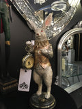 Alice in Wonderland Gold and White Rabbit With Working Clock Standing Figure 35 cm High