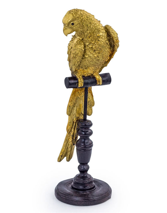 Tropical Gold Parrot Figure on Perch 36 cm High
