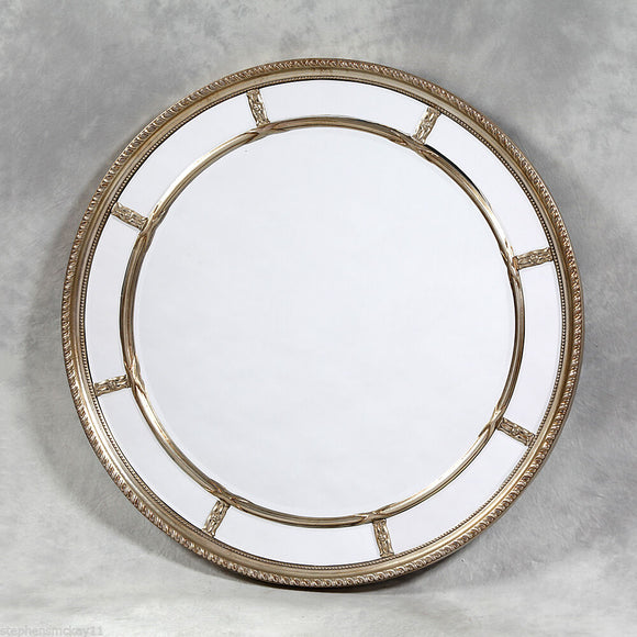 Fabulous Large Champagne Silver Multi Framed Round Mirror - 112 cm Dia (44 